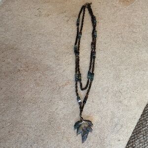 Multicolor stone Leaf Pendant Necklace - Women Jewelry good condition